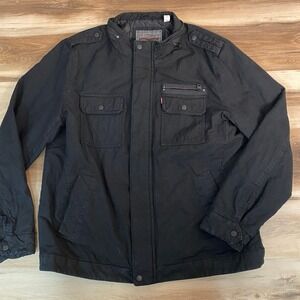 Levis Military Field Jacket Large Mens Black Cotton Canvas‎ Quilted Lining